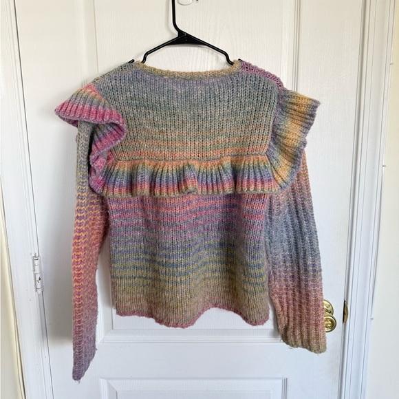 LoveShackFancy Yumi Pastel Rainbow Ruffle Sweater - Picture 4 of 6